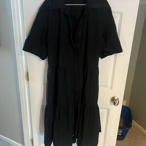 Nordstrom Black Tiered Shirtdress